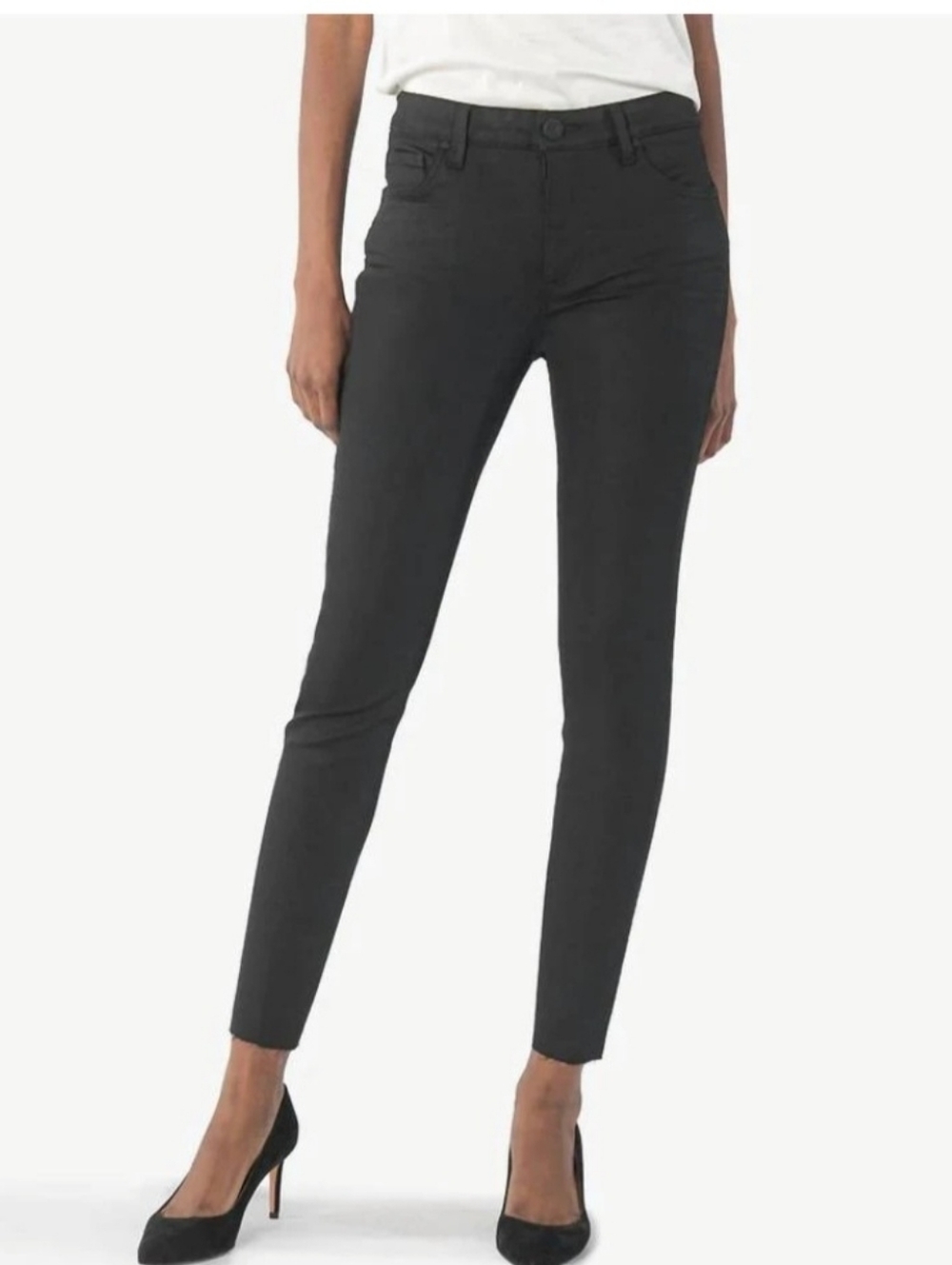 NWT Kut From The Kloth Black Denim High Rise Connie Fab AB Skinny Raw Hem Size 6